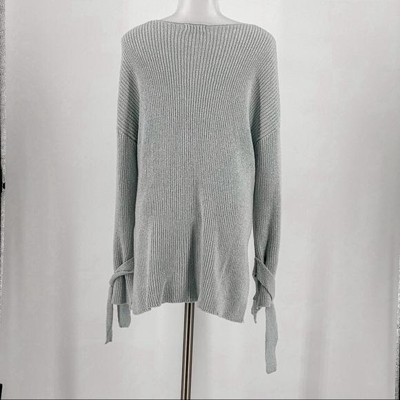 Lush Women's Knit Sweater Tunic Long Sleeve Scoop Neck Sweater Baby Blue/Gray - Picture 12 of 13